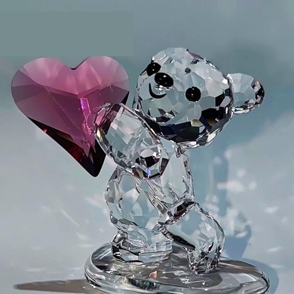 クリスタル水晶 菊花水晶 ハート型置物 スタンド付き クリスタル水晶 菊花水晶 ハート型置物 スタンド付き