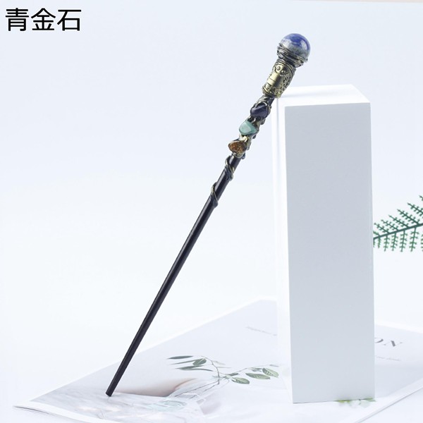天然水晶 ステッキ 魔法の杖 26cm 木製 さざれ石 クリスタル
