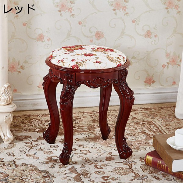 猫脚スツール 良い 薔薇柄 新品 猫脚スツール 2脚セット 薔薇柄 ロココ