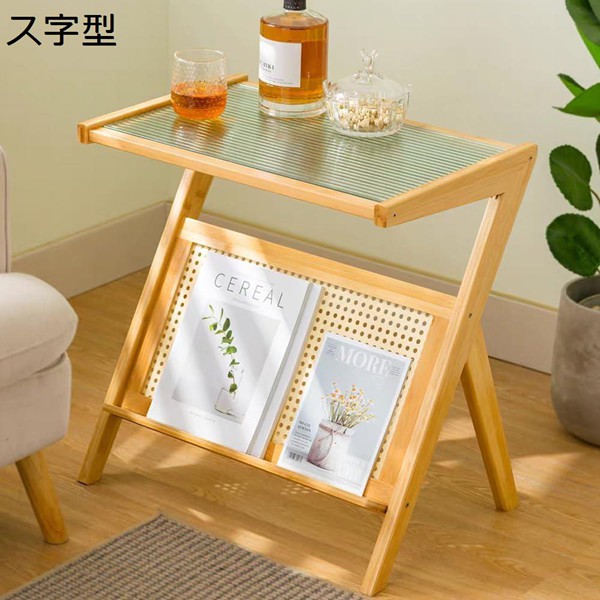 美品✨️【梅里竹芸】バンブー素材 半円形 サイドテーブル 引き出し付き テーブル（素材：竹、バンブー）｜家具、インテリア おすすめ人気商品