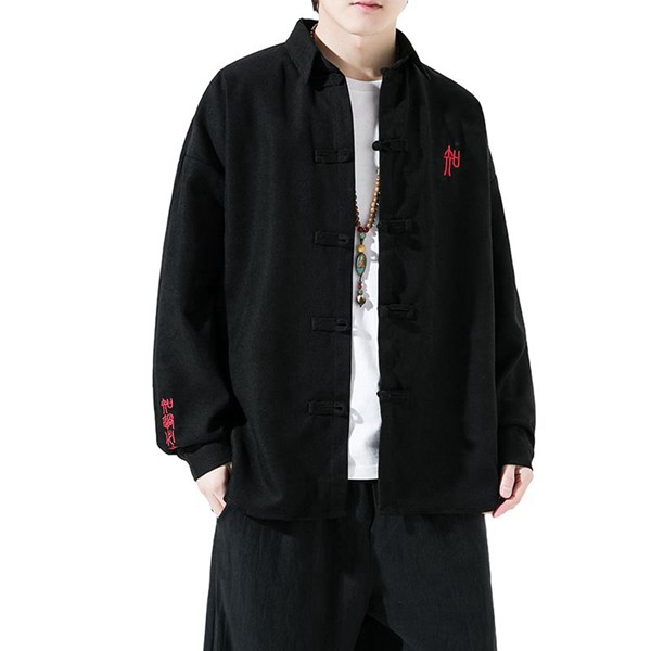 中華風 ジャケットシャツ メンズ チャイナ服 大きいサイズ 開襟