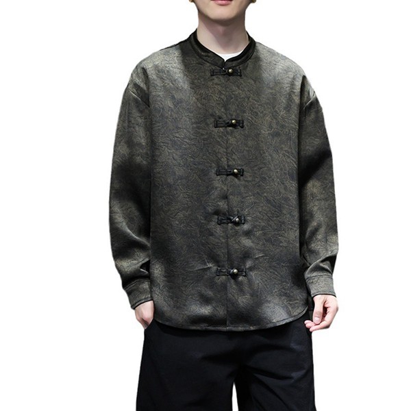 チャイナ服 メンズ 男性用 デニムシャツ チャイナシャツ