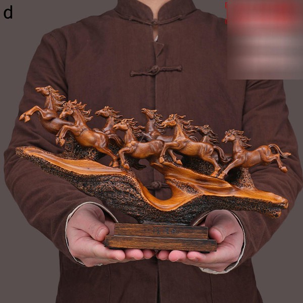 風水グッズ 樹脂彫刻 8頭の馬の像の装飾品 置物 中国風のアジアン