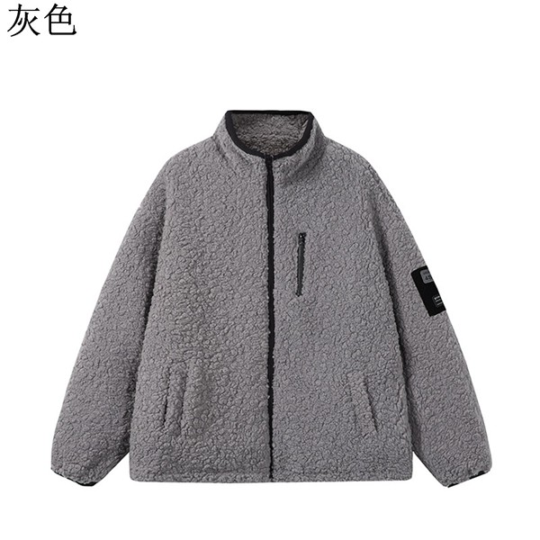 フリースボア ジャケット 厚手 秋服 冬着 レディース メンズ ホワイト グレー ハイネック もこもこ シンプル 無地 ブルゾン 防寒着