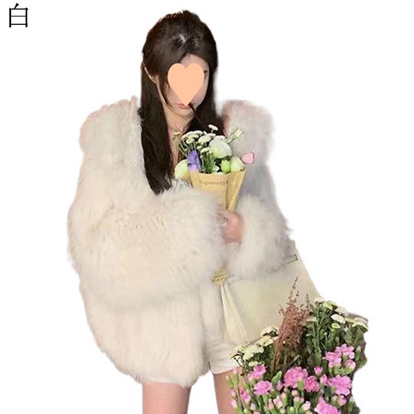 ふわふわ 冬服 ジャケット レディース ファーコート フード付き 秋用 冬物 フェイクファーコート ボアコート アウター 長袖コート 無地_2