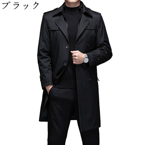 スプリングコート ロングトレンチコート 厚手 メンズ 防風防寒 メンズコー アウター ダブルボタン 軽やか ライナー付 長袖 ゆったり_2