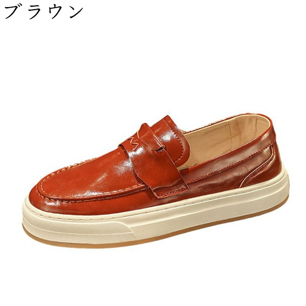 ローファー メンズ ドライビングシューズ フラットシューズ スリップオン 牛革皮 コンフォート 滑り止め ヴィンテージ ベーシック 営業_2