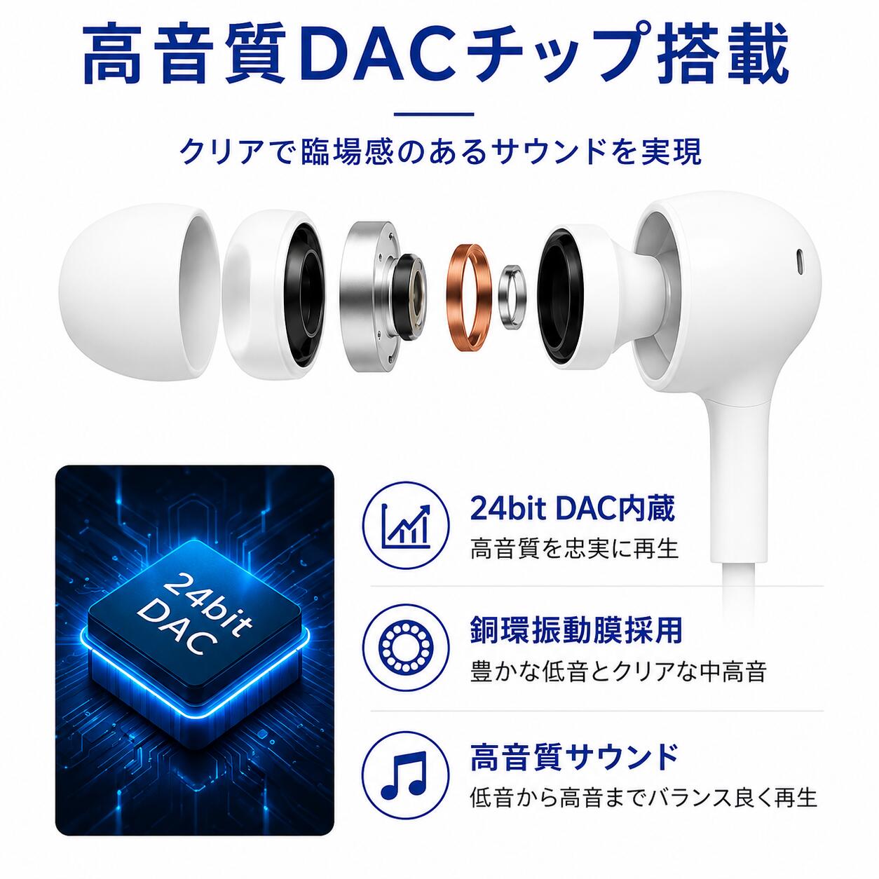 タイプc イヤホン type c 有線 マイク...の詳細画像5