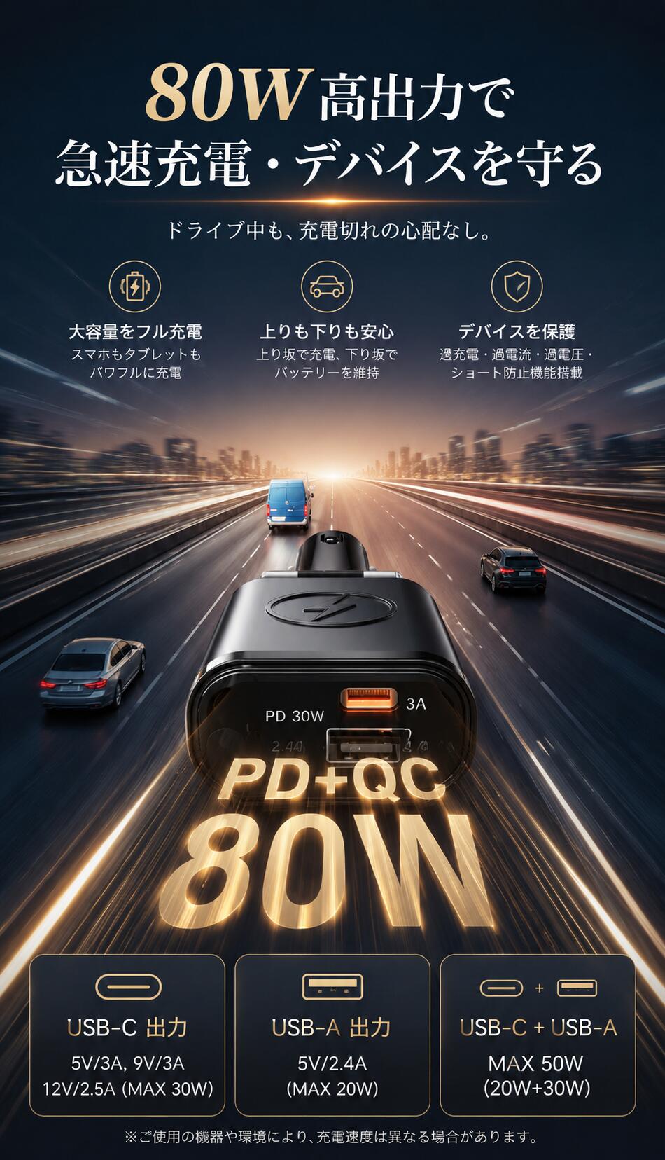車載 シガーソケット 巻き取り式 急速充電器 ...の詳細画像2