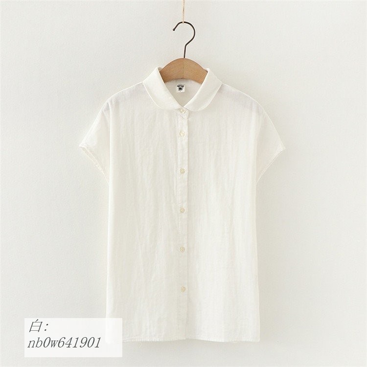 シャツ 半袖 白シャツ ストライプ トップス 無地 夏 チェック 綿100 ブラウス 新作 白 丸襟 レディース Nb0w Captivation Shop 通販 Yahoo ショッピング