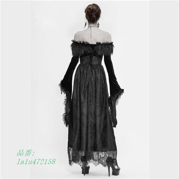 超人気の ドレス オフショルダードレス 肩出し ヴィンテージ ゴスロリ 長袖 ブラック ワンピース ゴシック風 文化祭 学園祭 貴族風 編み上げ 正規品 Kuljic Com