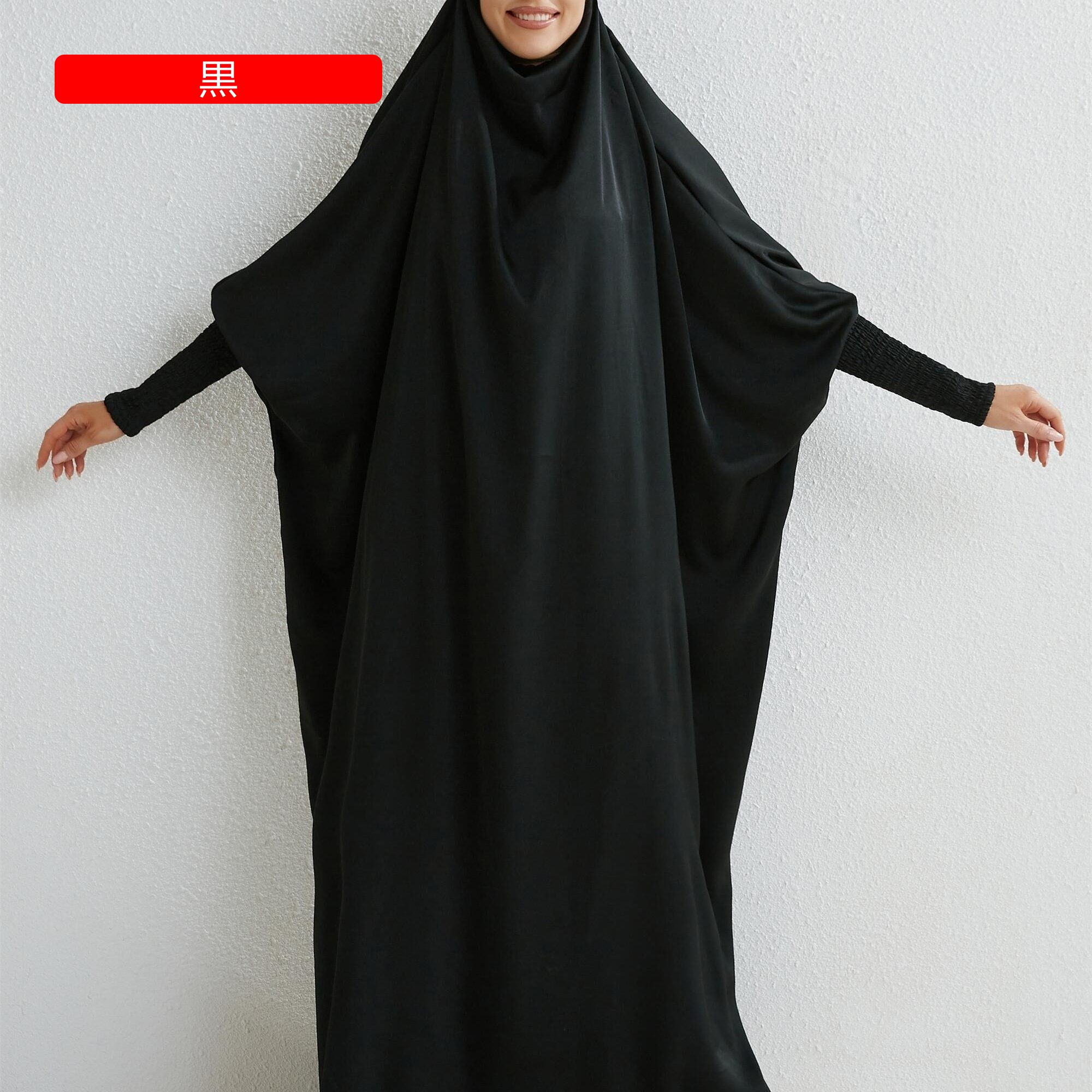 ラマダンのための一枚の礼拝服、控えめなフルレングスのドレスとヒジャブ付き、女性用の服｜filmy-st｜07