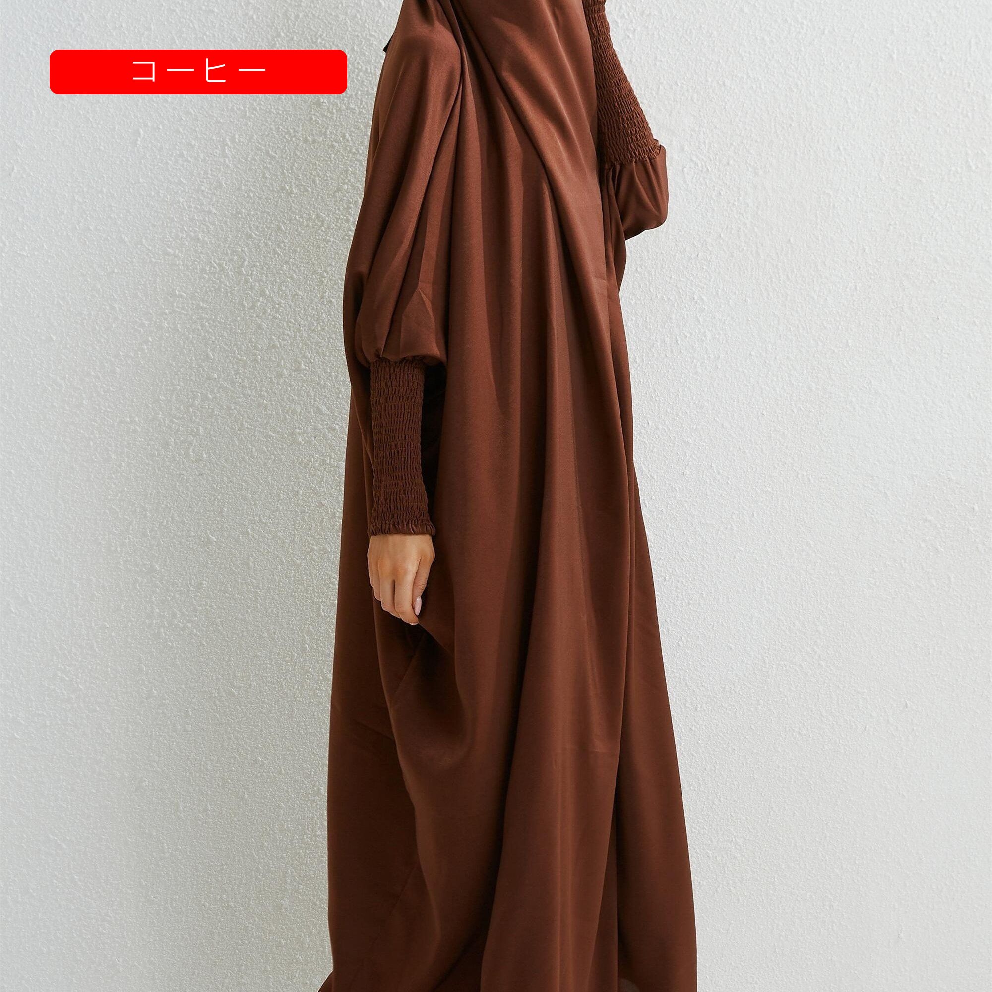 ラマダンのための一枚の礼拝服、控えめなフルレングスのドレスとヒジャブ付き、女性用の服