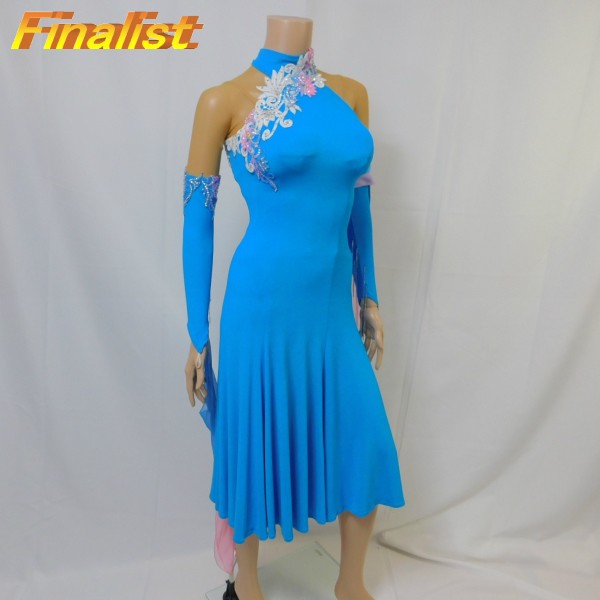 社交ダンス スタンダードドレス アトリエヒロコ製 新品 ターコイズ