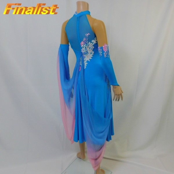 社交ダンス スタンダードドレス アトリエヒロコ製 新品 ターコイズ