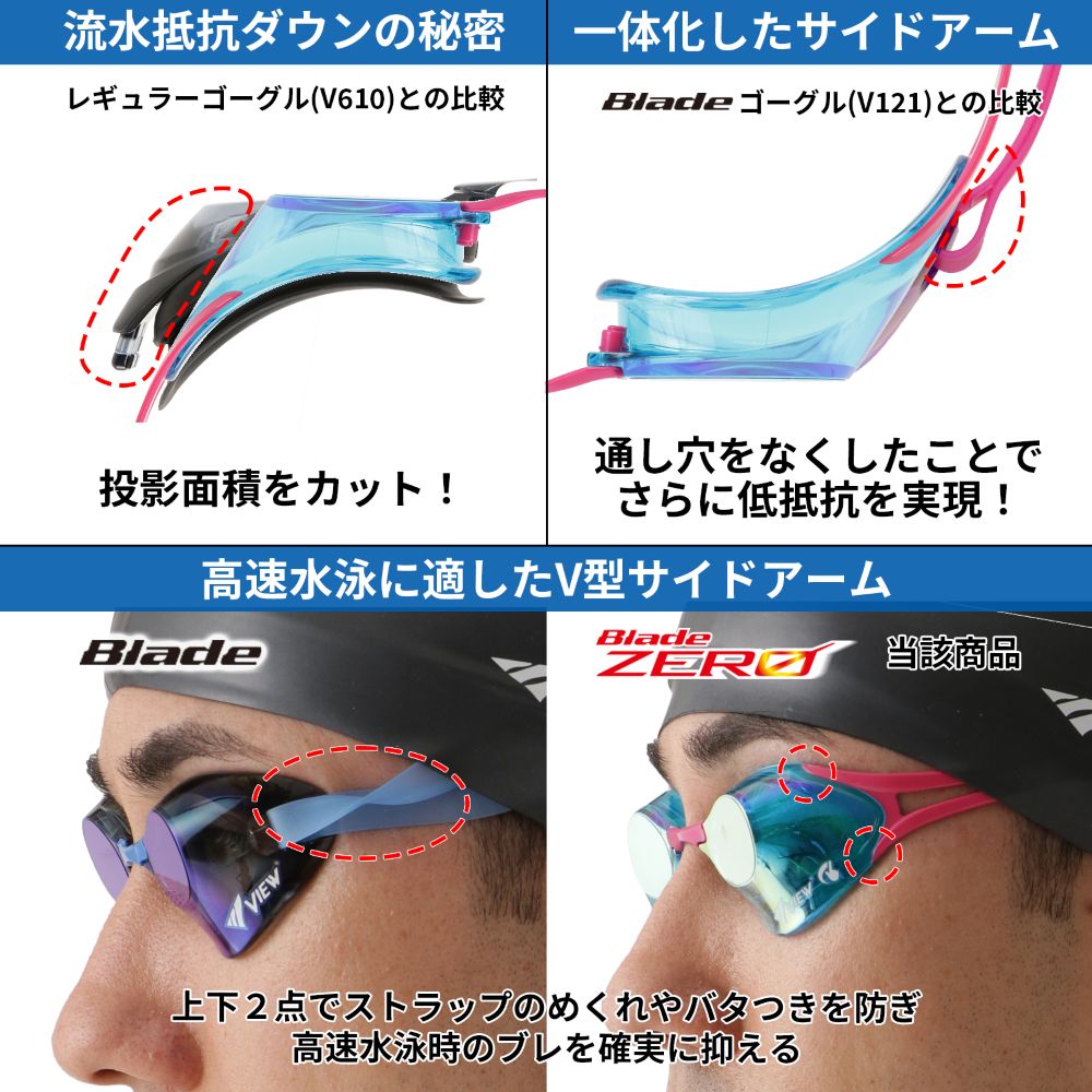即日発送 VIEW スイミングゴーグル V127SAM 指先でこするとくもり止め効果復活 レーシング Blade ZERO  ビュー　爆買 | VIEW | 07