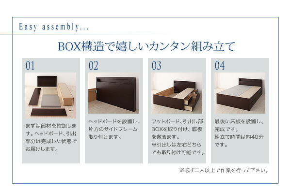 お客様組立 棚・コンセント付きチェストベッド 薄型スタンダードボンネルコイルマットレス付き シングル_16