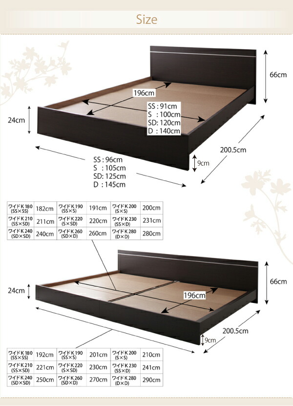 【希少】 ずっと使えるロングライフデザインベッド 国産ボンネルコイルマットレス付き ワイドK230 【Q2325568639】(85007円)