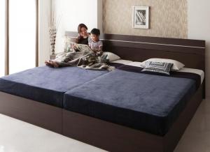 家族で寝られるホテル風モダンデザインベッド 国産ボンネルコイルマットレス付き ワイドK280