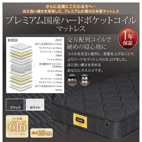 【〜6/6まで出品】 高級アルダー材ワイドサイズデザイン収納ベッド ボンネルコイルマットレス付き スリムタイプ ダブル 【M1717767374】(62790円)