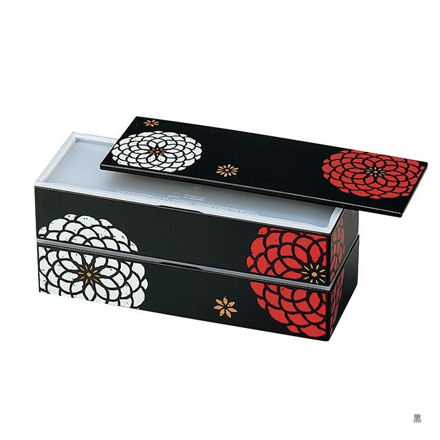 HAKOYA スリムスクエア二段弁当箱 百華 赤 黒 50462 50643 和 モダン