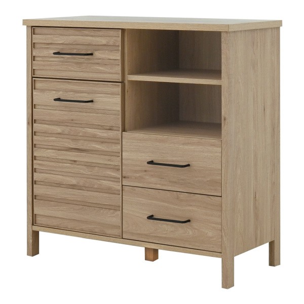 木目調 リビング ボード 幅88.6cm 脚付 ミドルボード ラック 引き出し 扉 オープン 棚 収納 コード穴付 ディスプレイ デザイン キャビネット シェルフ 送料無料 |  | 01