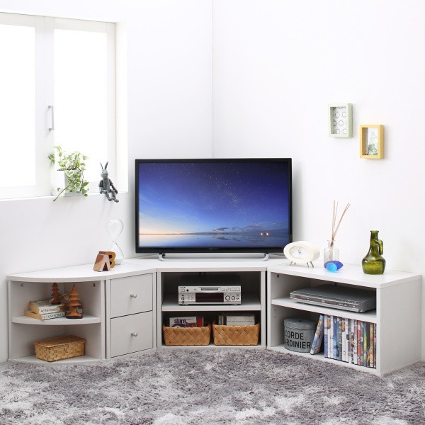 新品 送料込 コーナータイプ TV台4点セット レイアウト自由自在 WB お得セット】 コーナータイプ テレビ台 4点 セット ローボード