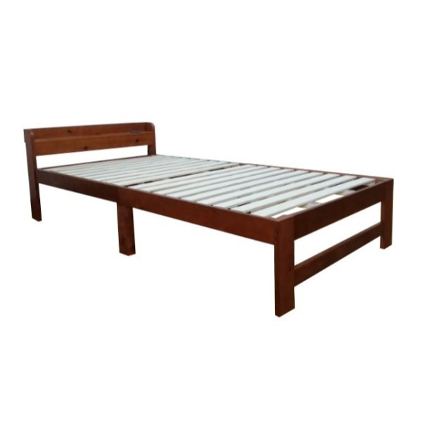 シングル ベッド 折りたたみ すのこ 棚付 コンセント付 パイン材