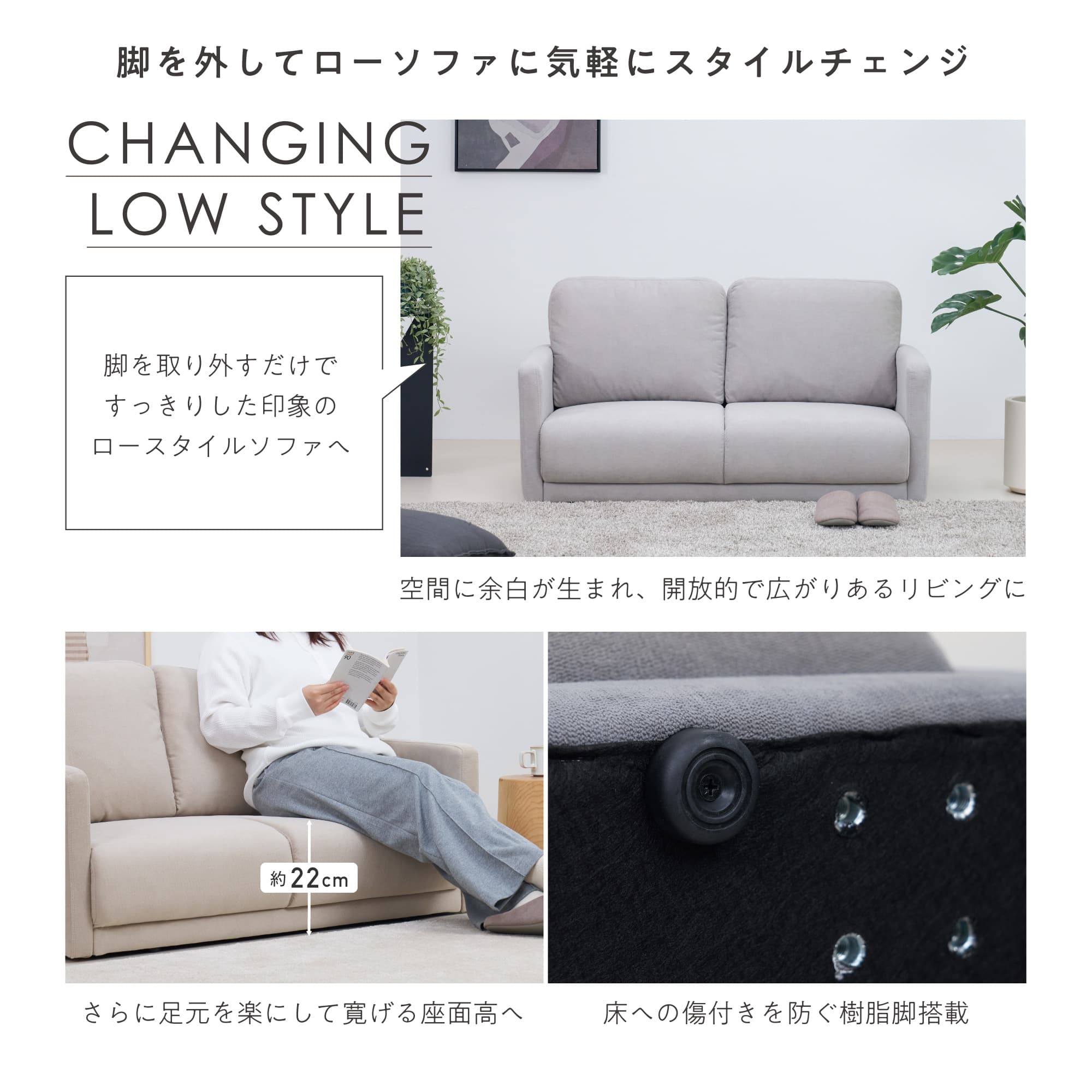 ✅2人掛けソファ✅ Amazon｜RASIK ソファー 2人掛け 2人用 グレー 肘付き 木枠 天然