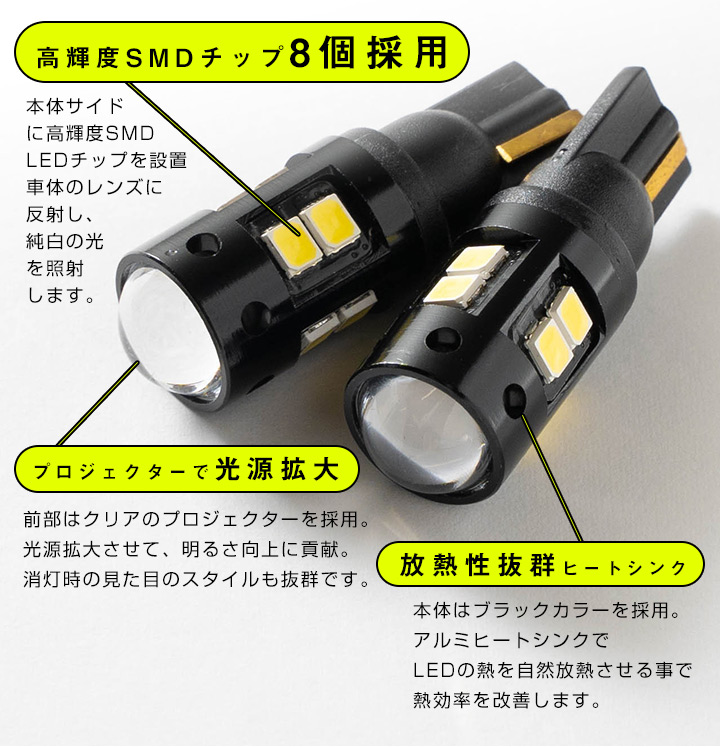 WR-V 5BA-DG5 LEDバックランプ バックランプ SMD T10 T16 白光 高輝度 外装 電装類 ホワイトLED カスタム バック球 後退灯 ヒートシンク アルミ ブラック｜finepartsjapan｜03