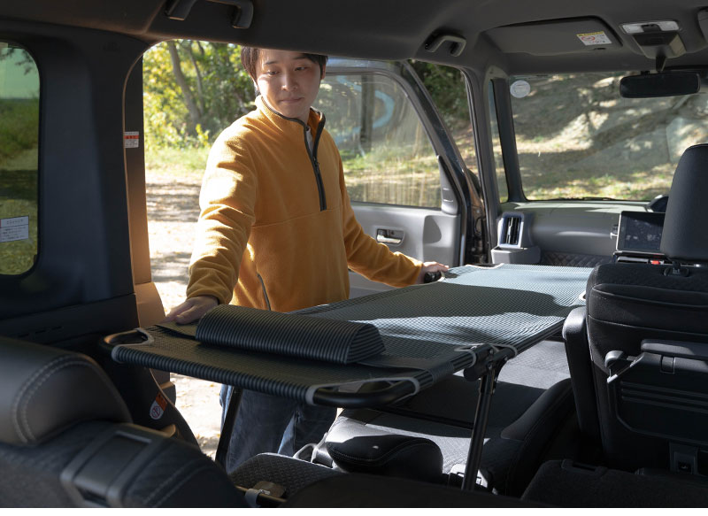 CAR BED カーベッド  ハスラー MR92S 対応 車中泊用ベッド 折り畳み 軽量 組み立て不要 3.4kg  車中泊 車内ベッド 枕付き｜finepartsjapan｜02