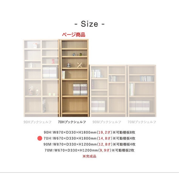 オープンラック 幅70cm 高180cm ハイタイプ 本棚 書棚 可動式棚 木製