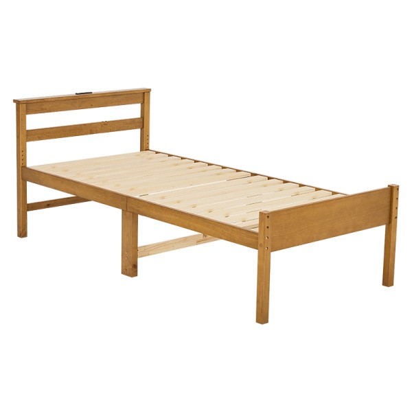 ハイタイプ シングルベッド 継脚 3段階 高さ調整 宮棚 コンセント付