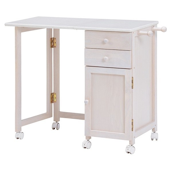 コンパクトデスク キャスター付き ホワイト 折りたたみ式 デスク キャスター付 サイドデスク 袖机