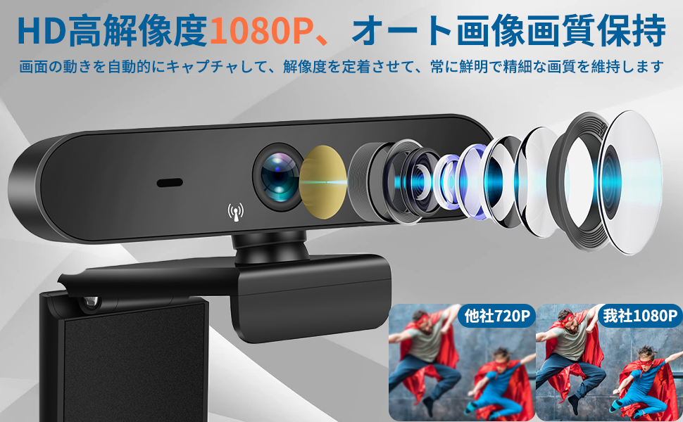 UMEMORY webカメラ ウェブカメラ マイク 付き HD1080P 200万画素 広角