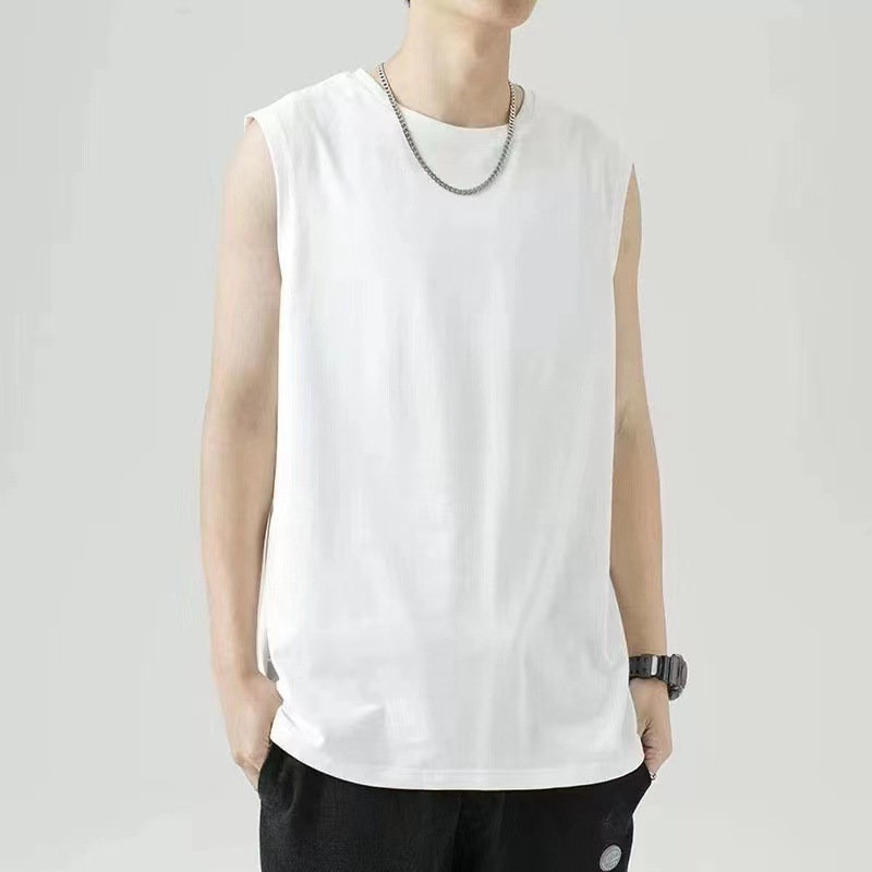 【2点購入で200円OFF！】タンクトップ メンズ インナー トップス ノースリーブ 学生 ひんやり 涼しい Tシャツ 接触冷感 Vネック 快適 無地 夏 冷感 肌着 |  | 01