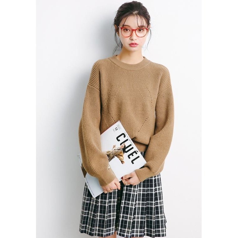 セーター レディース ニット 丸首 ニットトップス 長袖 インナー clear ニット セーター ロングフェザー丸首ニットトップス「大人