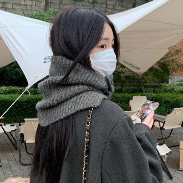 ネックウォーマー ニットスヌード 無地 ボリューム 防寒 秋冬 大人