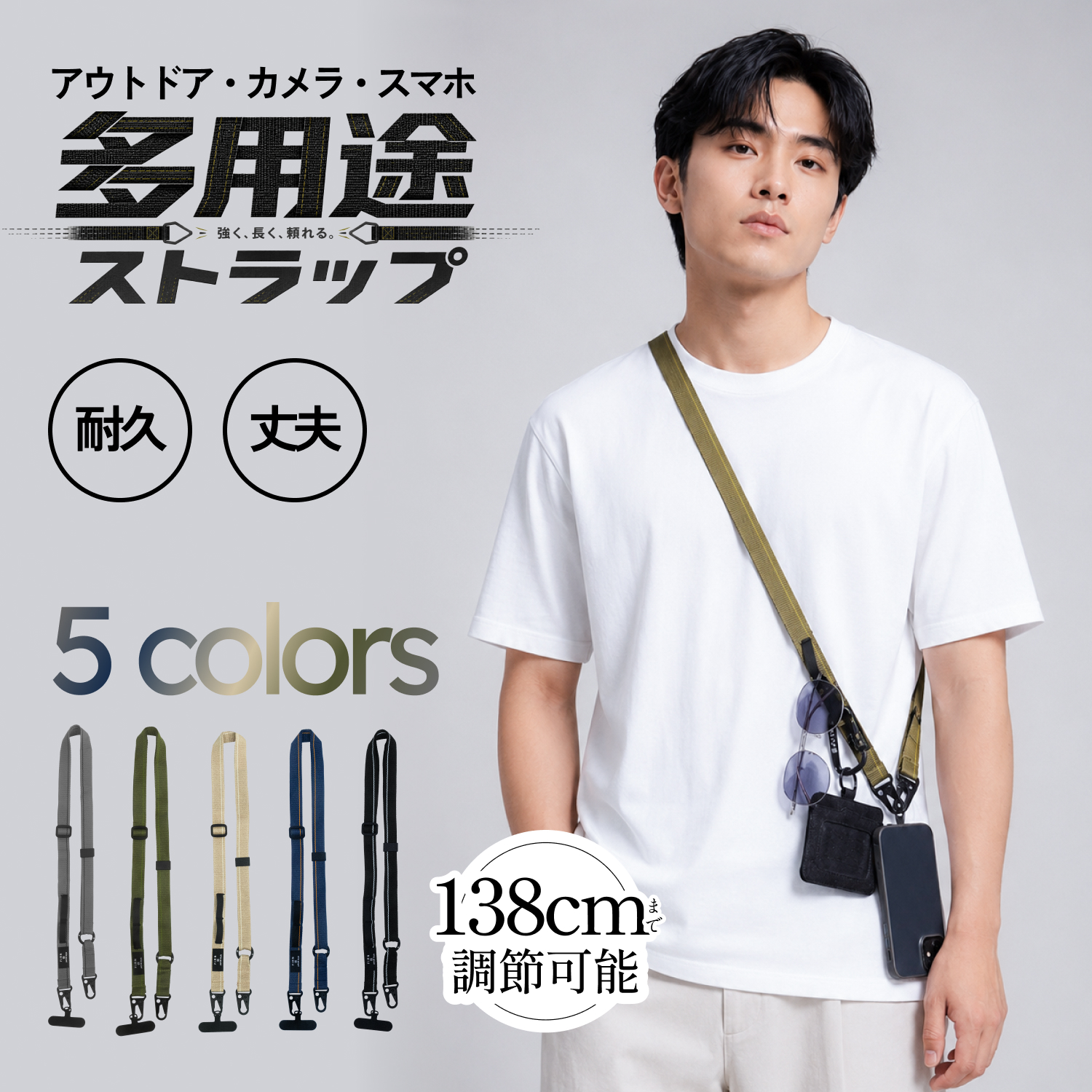 マルチストラップ ダブル ネックストラップ 首掛け スマホショルダー