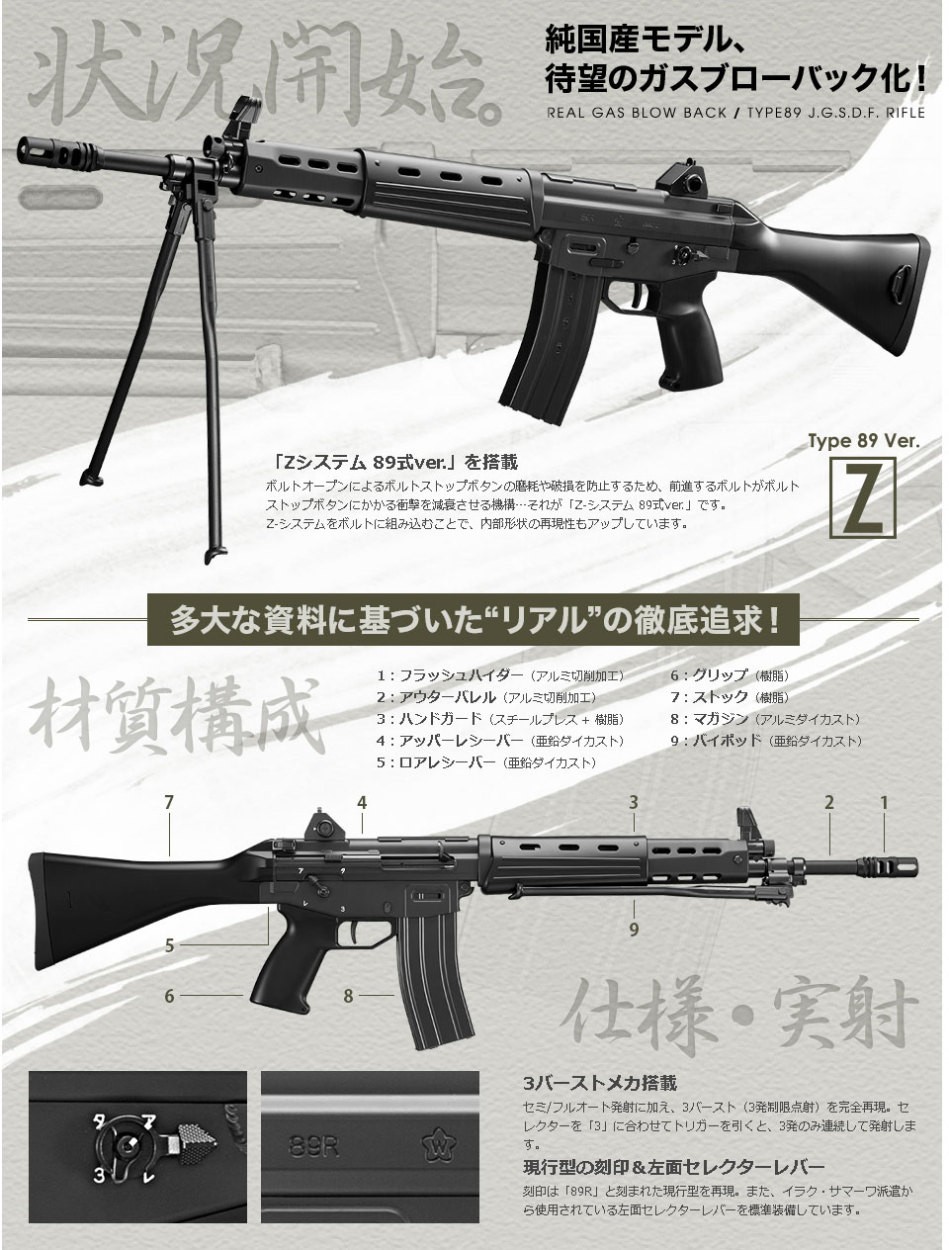 【史上最も激安】 東京マルイ89式小銃折曲銃ガスブローバック トイガン