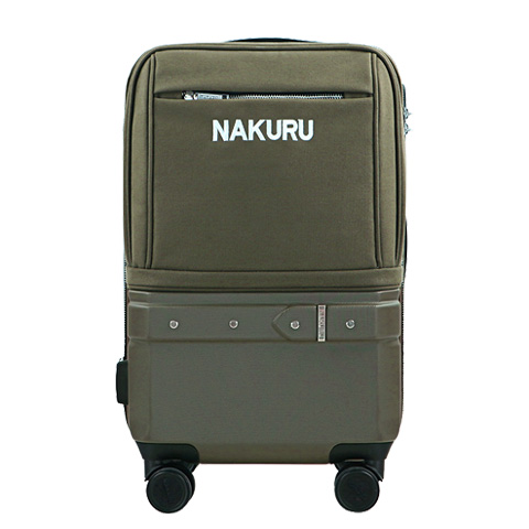 NAKURU スーツケース Mサイズ 軽量 拡張ファスナー 前ポケット付き キャリーバッグ キャリーケース セミハード Wキャスター TSA  ダイヤル式 AE-2172-M
