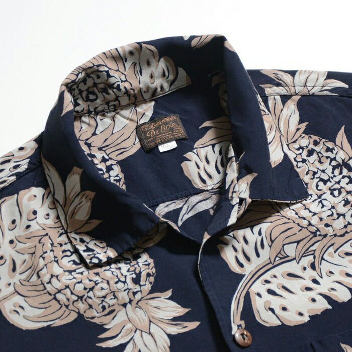 Deluxeware / 箱有/タグ付/50s PINE REEF/長袖アロハシャツ/S/レーヨン/PUP/AL-18L DELUXEWARE（デラックスウエア） シャツ AL-18L 50s PINE REEF 抜染