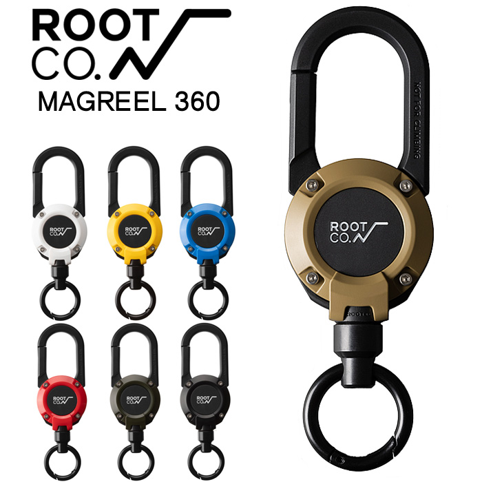 ROOT CO. GRAVITY MAGREEL 360 カラビナ キーホルダー おしゃれ リール マグネット内蔵ホルダー ルートコー 伸びる  アウトドア 登山 キャンプ 釣り メンズ