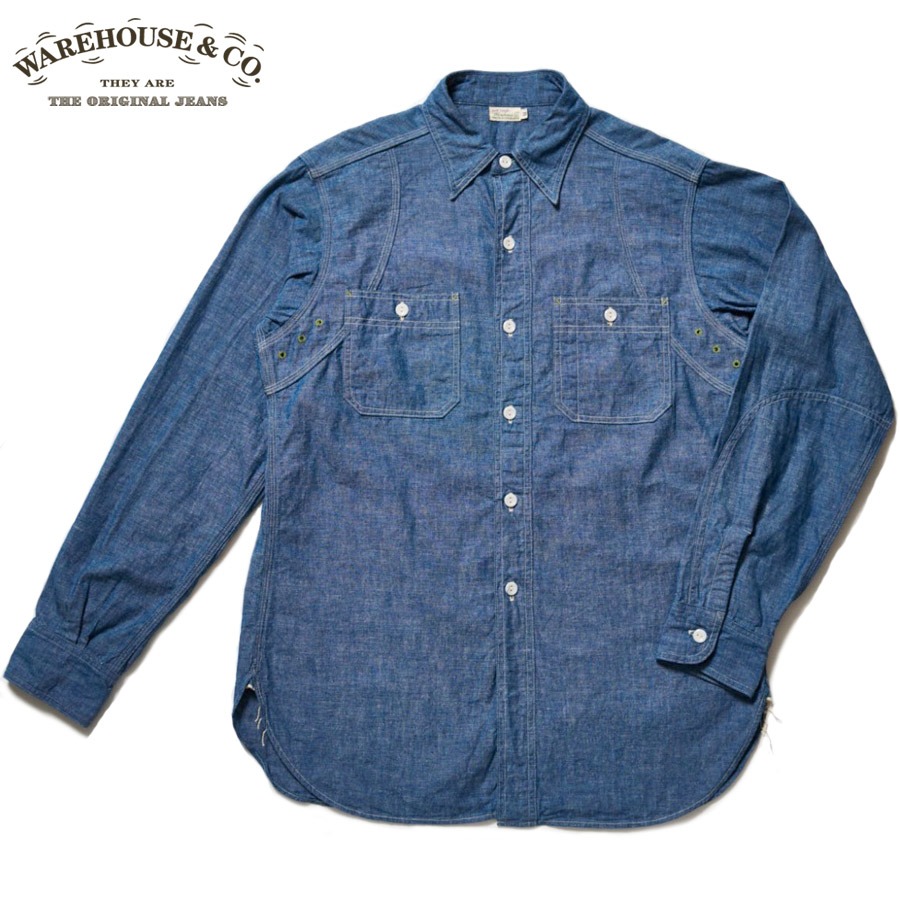 ウエアハウス シャンブレーWORK SHIRTS(LOOSE-FIT) M WAREHOUSE（ウエアハウス） シャツ シャンブレーシャツ Lot 3064