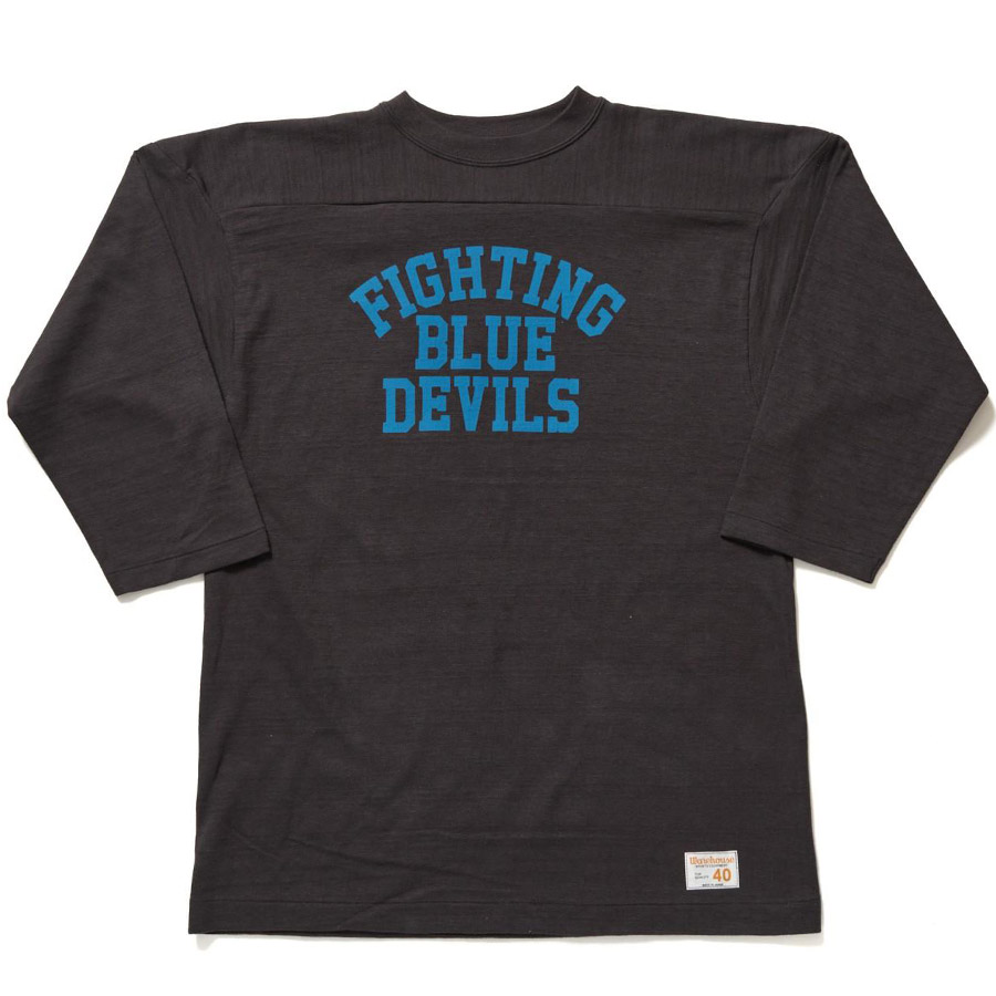 40サイズ　WAREHOUSE　ウエアハウス　７分袖　オフ　バックプリント WAREHOUSE（ウエアハウス） Tシャツ Lot 4063 7分袖フットボールT BLUE