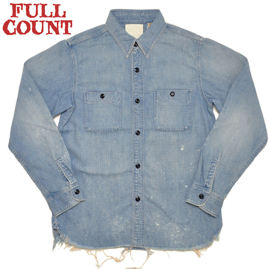 FULLCOUNT フルカウント プルオーバー デニムワークシャツ 38 日本製 FULLCOUNT（フルカウント） シャツ 4890HW-24 Denim Work Shirt デニム