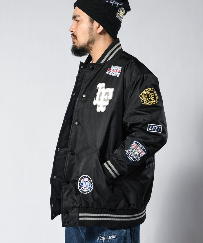 LFYT ラファイエット ジャケット ALL OVER EMBLEM SATIN VARSITY