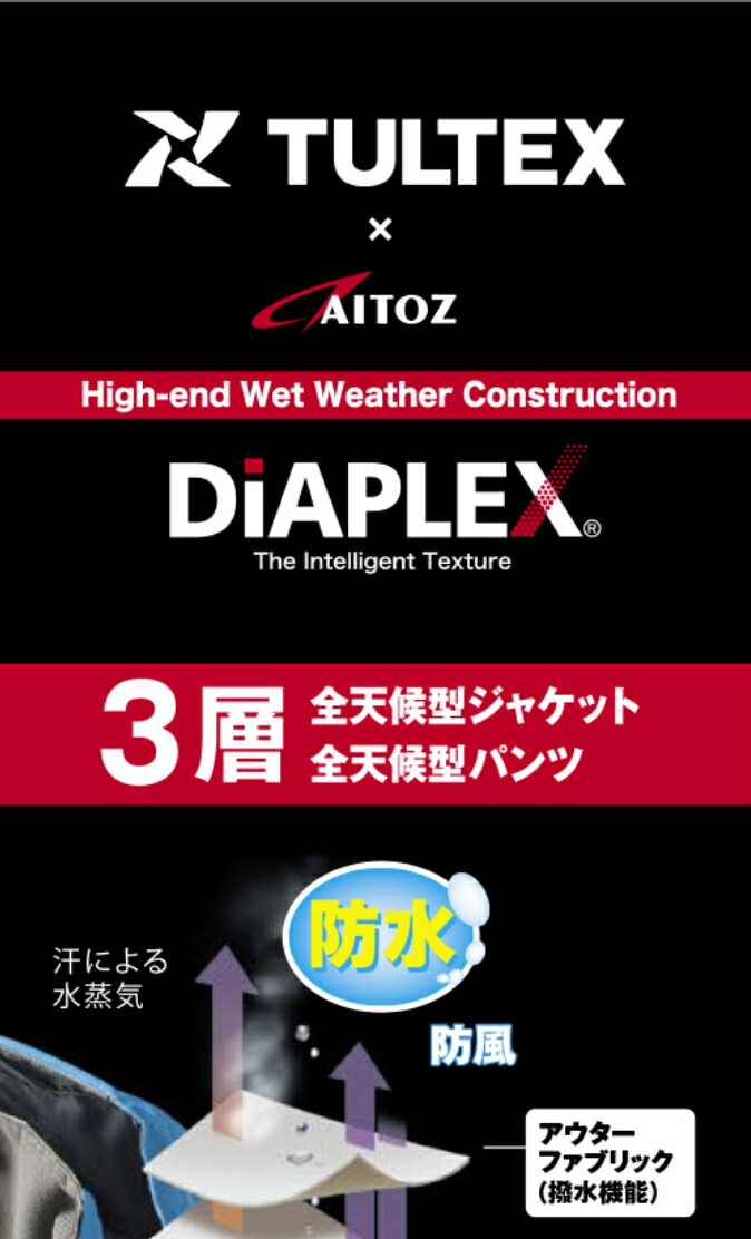 アイトス(AITOZ) レインウェア上下セット 全天候型 ディアプレックス ジャケットAZ-56301(063) オレンジ×チャコール＆パンツAZ-56302(014)  サイズ：S〜5L :aitoz-56301-063-56302-014:ファーストWORKヤフー店 通販 