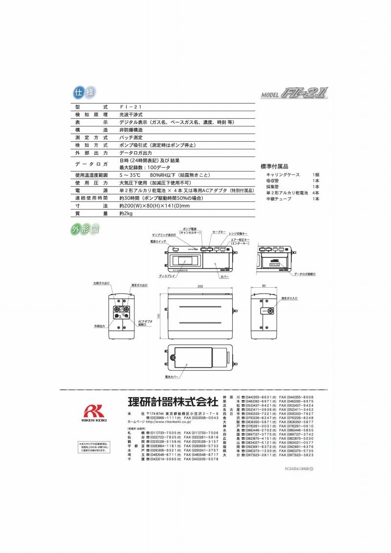 大切な人へのギフト探し FI-21 理研計器 TYPE-04 [各種ガス純度計用] オプティカルガスモニター ガス検知器