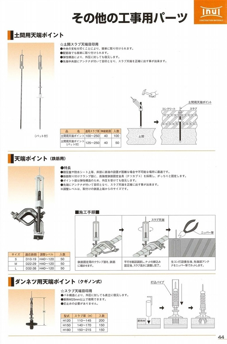 乾産業 土間用天端ポイント パットなし 100〜250 入数：100個 : inui